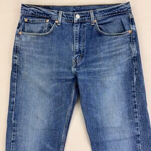 Levi's Jeans 505 Mens 34x32 Blue Faded Whiskering Denim‎ Relax-Straight Stretch